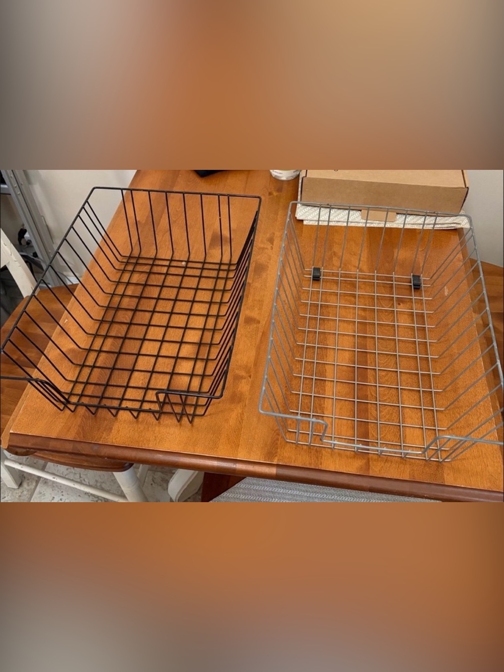 Wire Storage Basket - Black and Silver Set